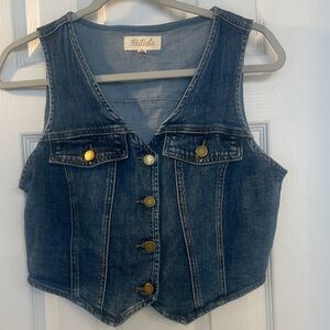 Denim Vest by Listicle with Gold Buttons Medium